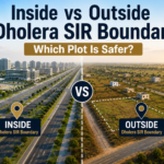 Inside vs outside Dholera SIR boundary map plot investment comparison Nestoria Group